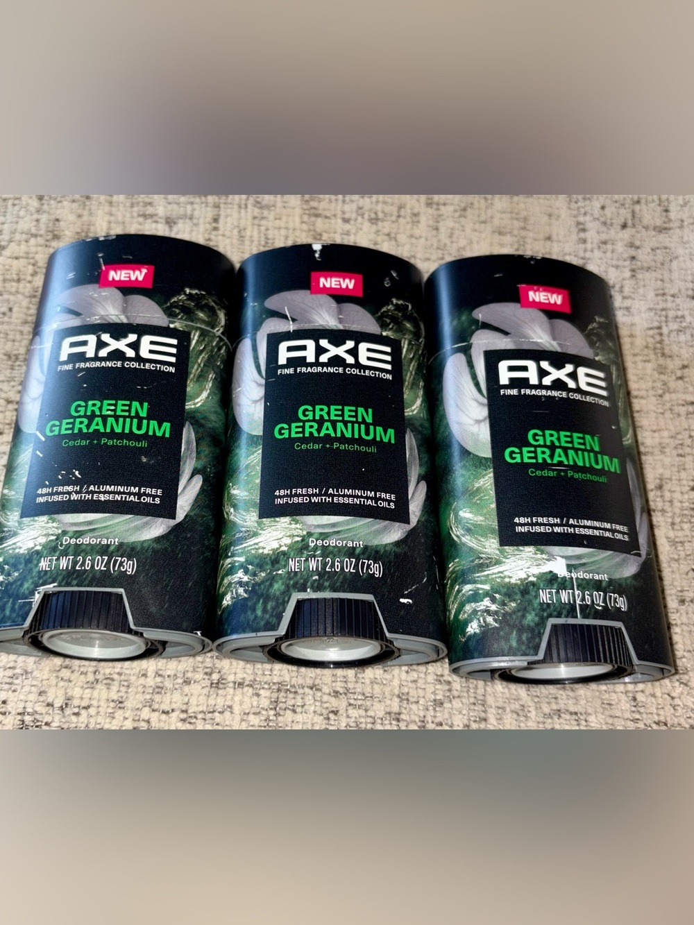 3 Pack - AXE Fine Fragrance Green Geranium Deodorant, Cedar & Patchouli, 2.6oz.